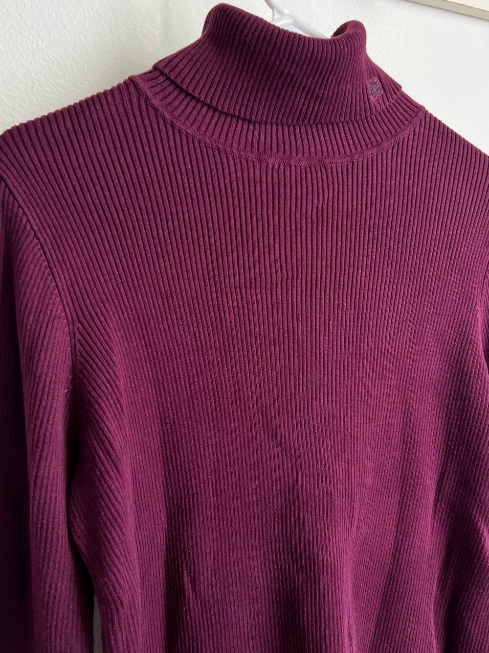 Ralph Lauren Plum Ribbed Turtleneck Sweater - Picture 3 of 6